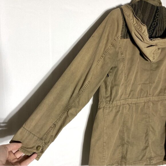 Kismet Tan With Black Southwestern Print Trim Utility Jacket L - Picture 8 of 16